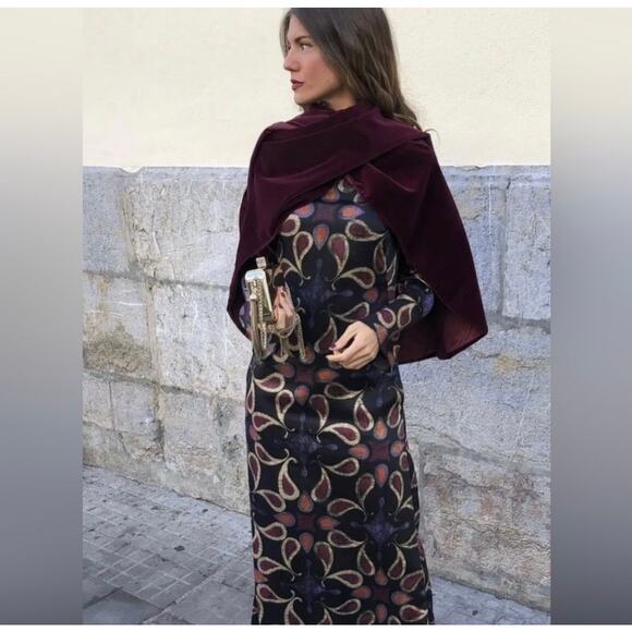 ZARA BLOGGER FAVORITE PRINTED MIDI DRESS MULTICOLORED - Picture 9 of 13